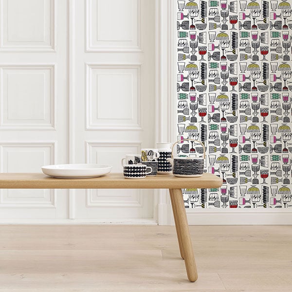 Galerie Wallpaper Product code: 14100R - Marimekko Essentials Wallpaper Collection - White Black Pink Red Yellow Green Blue Colours -  