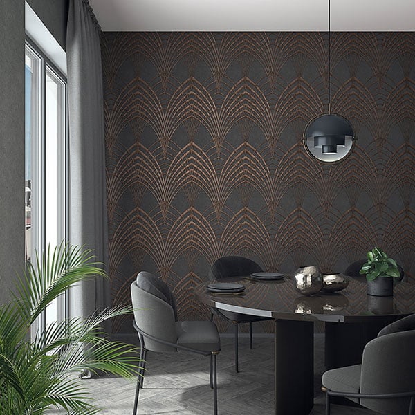 Galerie Wallpaper Product code: 32256_2 - Avalon Wallpaper Collection - Anthracite Copper Colours -  