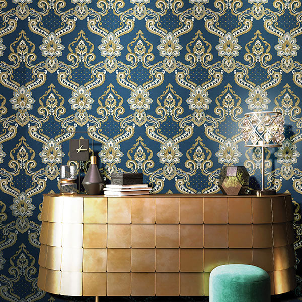 Galerie Wallpaper Product code: 42509R - Opulence Wallpaper Collection - Navy Blue Gold Colours -  