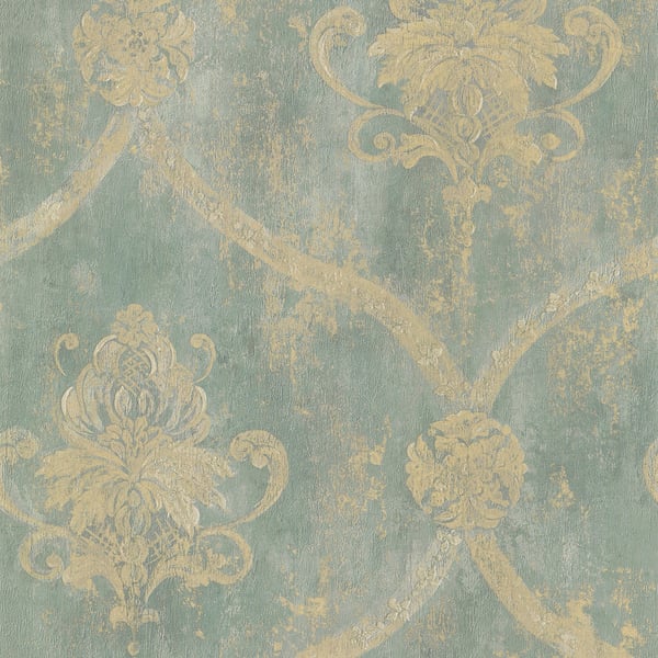 Galerie Wallpaper Product code: CI38255 - Classic Silks 4 Wallpaper Collection - Aqua, Green, Taupe Colours -  