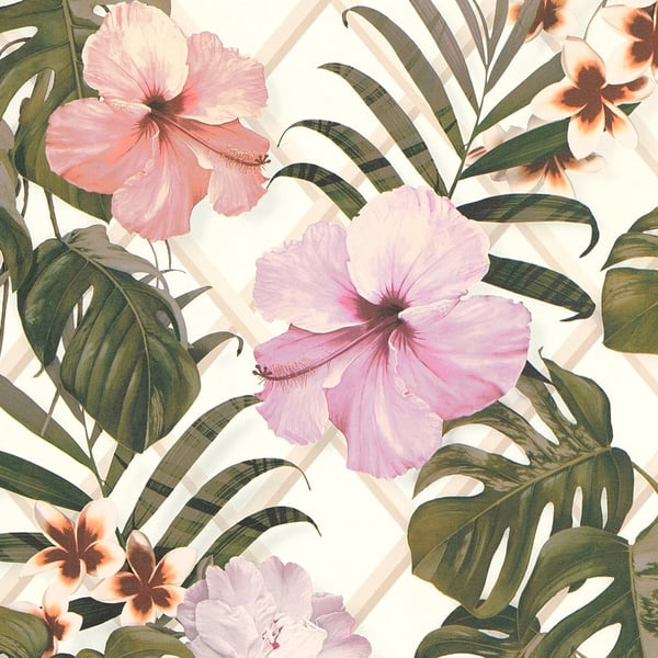 Galerie Wallpaper Product code: ES31142 - Escape Wallpaper Collection - White, Cream, Green, Pink, Purple, Orange, Taupe Colours -  