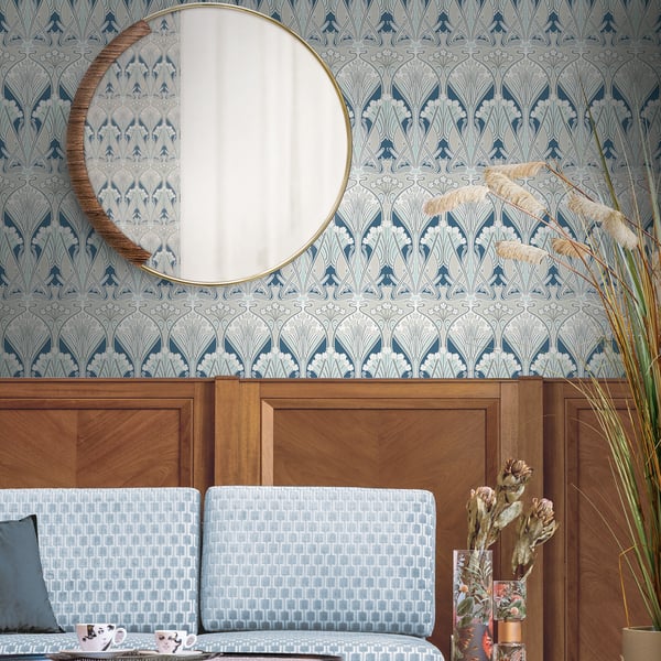 Galerie Wallpaper Product code: ET12414_2 - Arts and Crafts Wallpaper Collection - Aegean Blue & Dewdrop Colours -  