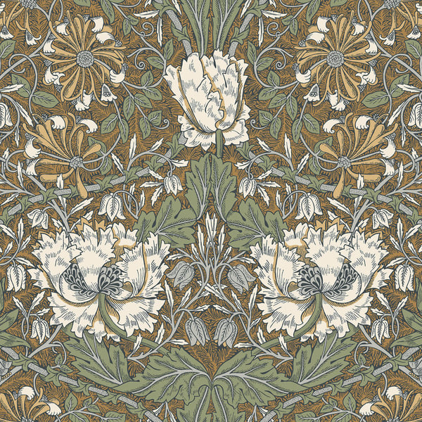 Galerie Wallpaper Product code: ET12606 - Arts and Crafts Wallpaper Collection - Orange Green Cream Colours -  
