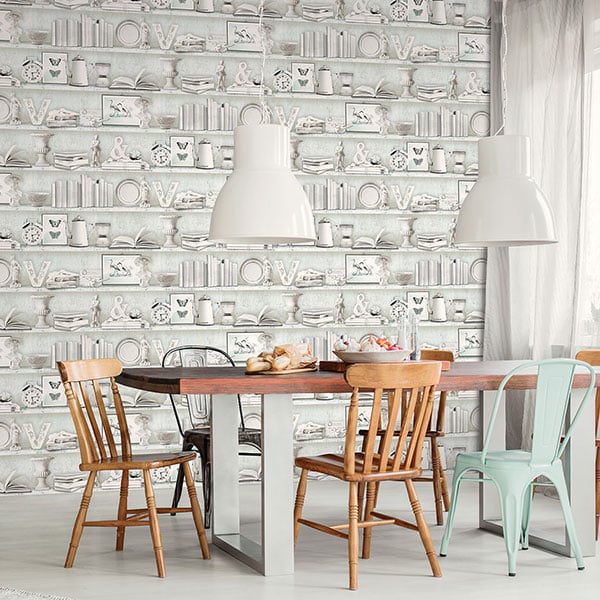 Galerie Wallpaper Product code: FH37506R - Homestyle Wallpaper Collection - Grey Turquoise Colours -  