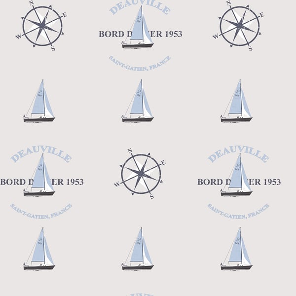 Galerie Wallpaper Product code: G23031 - Deauville 2 Wallpaper Collection - Navy Blue Sky Blue Beige Colours -  