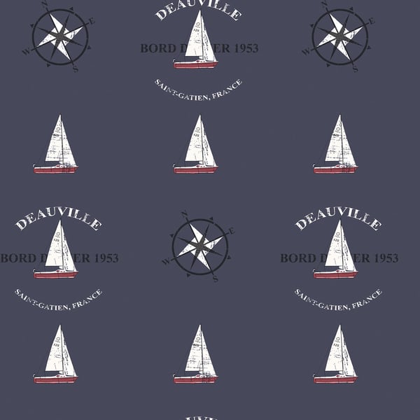 Galerie Wallpaper Product code: G23036 - Deauville 2 Wallpaper Collection - Navy Blue Red White Colours -  