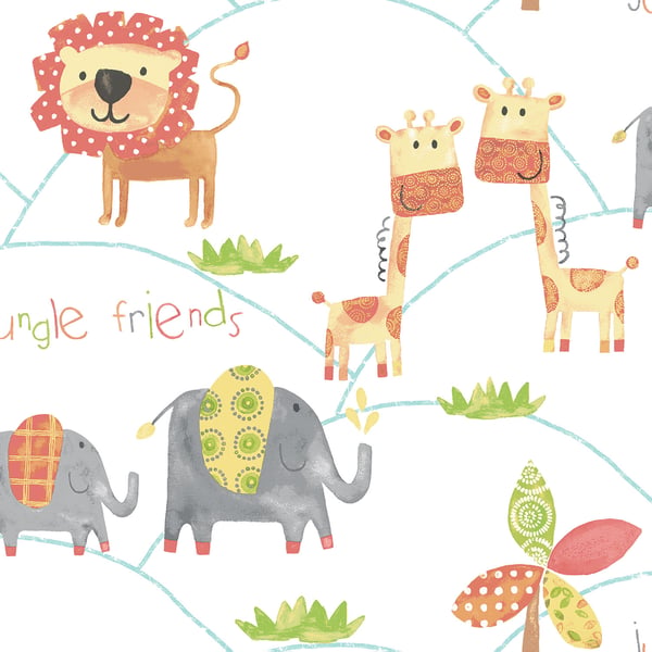 Galerie Wallpaper Product code: G56023 - Just 4 Kids 2 Wallpaper Collection - Orange Grey Green Colours -  