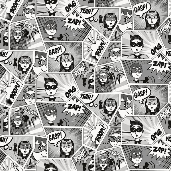 Galerie Wallpaper Product code: G78556 - Kids & Teens Wallpaper Collection - Black & White Silver  Colours -  