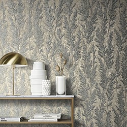 Galerie Wallcoverings Product Code: 33209 - Natural Opulence Wallpaper Collection Galerie Wallcoverings Product Code 33209 - Natural Opulence Wallpaper Collection - Platinum Colours - Feathery Tree Design