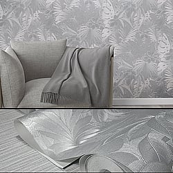 Galerie Wallcoverings Product Code: 33301 - Eden Wallpaper Collection Galerie Wallcoverings Product Code 33301 - Eden Wallpaper Collection - Metallic Jungle Leaves Design