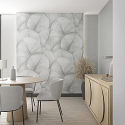 Galerie Wallcoverings Product Code: 34598 - Kumano Wallpaper Collection Galerie Wallcoverings Product Code 34598 - Kumano Wallpaper Collection - Grey Colours - Repeatable Palm Leaf Mural Design