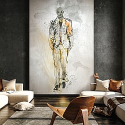 Galerie Wallcoverings Product Code 35899 - Fashion Icon Wallpaper Collection - Grey Yellow Colours - Fashion Icon Papis Loveday Mural Design