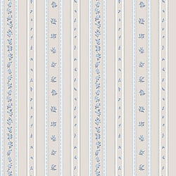 Galerie Wallcoverings Product Code G23221 - Floral Themes Wallpaper Collection - Blue Beige Colours - Floral Stripe Design