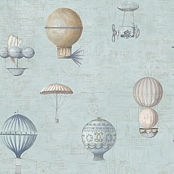 Galerie Wallcoverings Product Code G56200 - Nostalgie Wallpaper Collection - Blue Colours - Air Ships Design