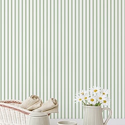 Galerie Wallcoverings Product Code: G67928 - Miniatures 3 Wallpaper Collection Galerie Wallcoverings Product Code G67928 - Miniatures 3 Wallpaper Collection - Green White Colours - Ticking Stripe Design