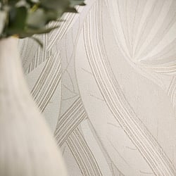 Galerie Wallcoverings Product Code HZ62066 - Horizon Wallpaper Collection - Cream Metallic White Colours - Flowing Leaf Design