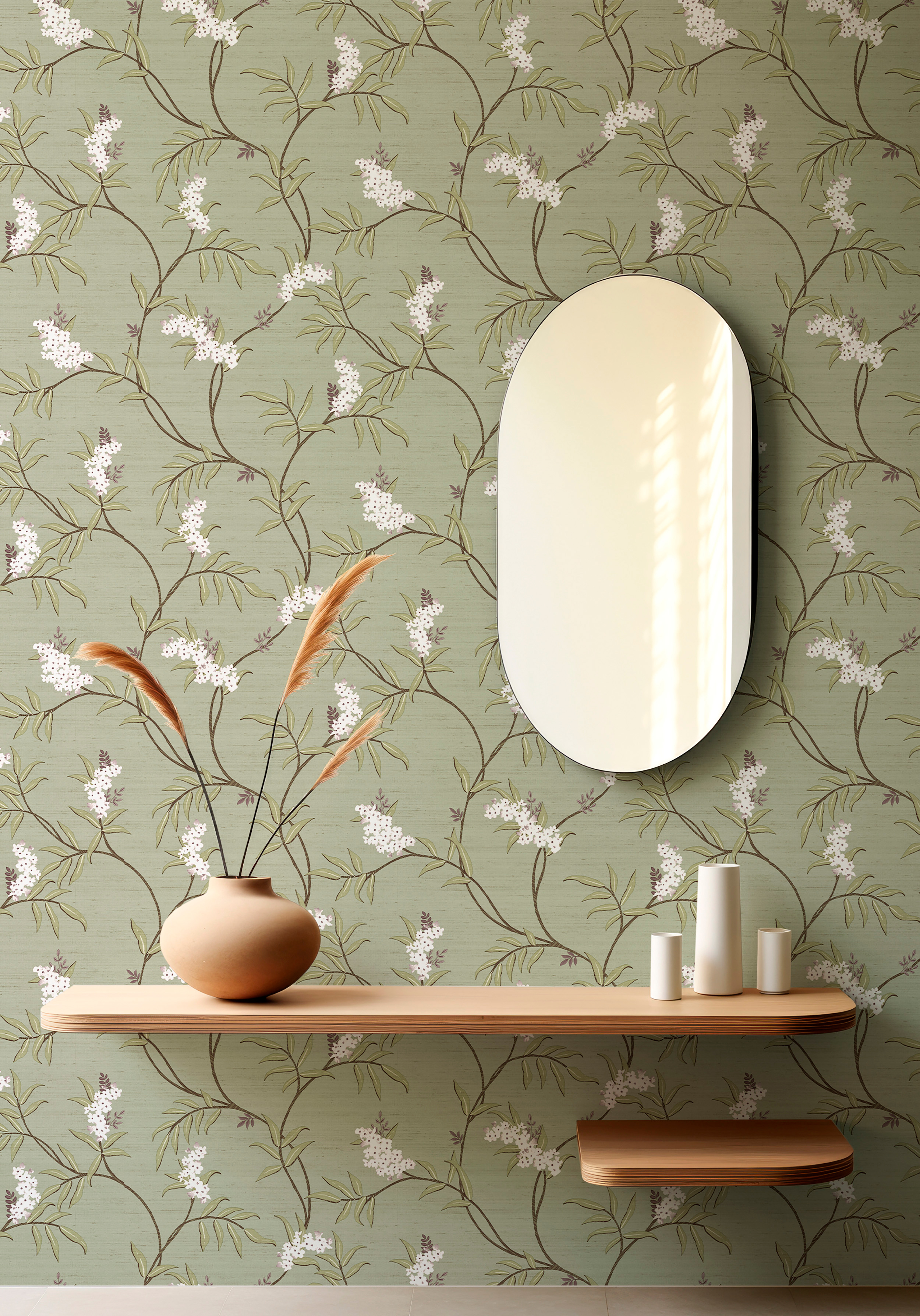 Galerie Wallcoverings Product Code IS33305 - Italian Silks And Damasks Wallpaper Collection - Green Colours - Ramage Tonale Design