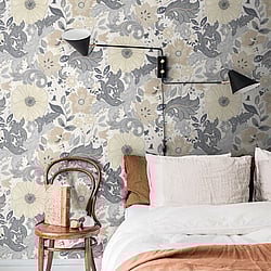 Galerie Wallcoverings Product Code: S13106 - Sommarang Wallpaper Collection Galerie Wallcoverings Product Code S13106 - Sommarang Wallpaper Collection - White Grey Colours - Scandi Bloom Design