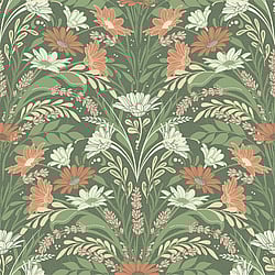 Galerie Wallcoverings Product Code S24117 - Sommarang 2 Wallpaper Collection - Green Colours - Daisies and lavender embraced by foliage Design
