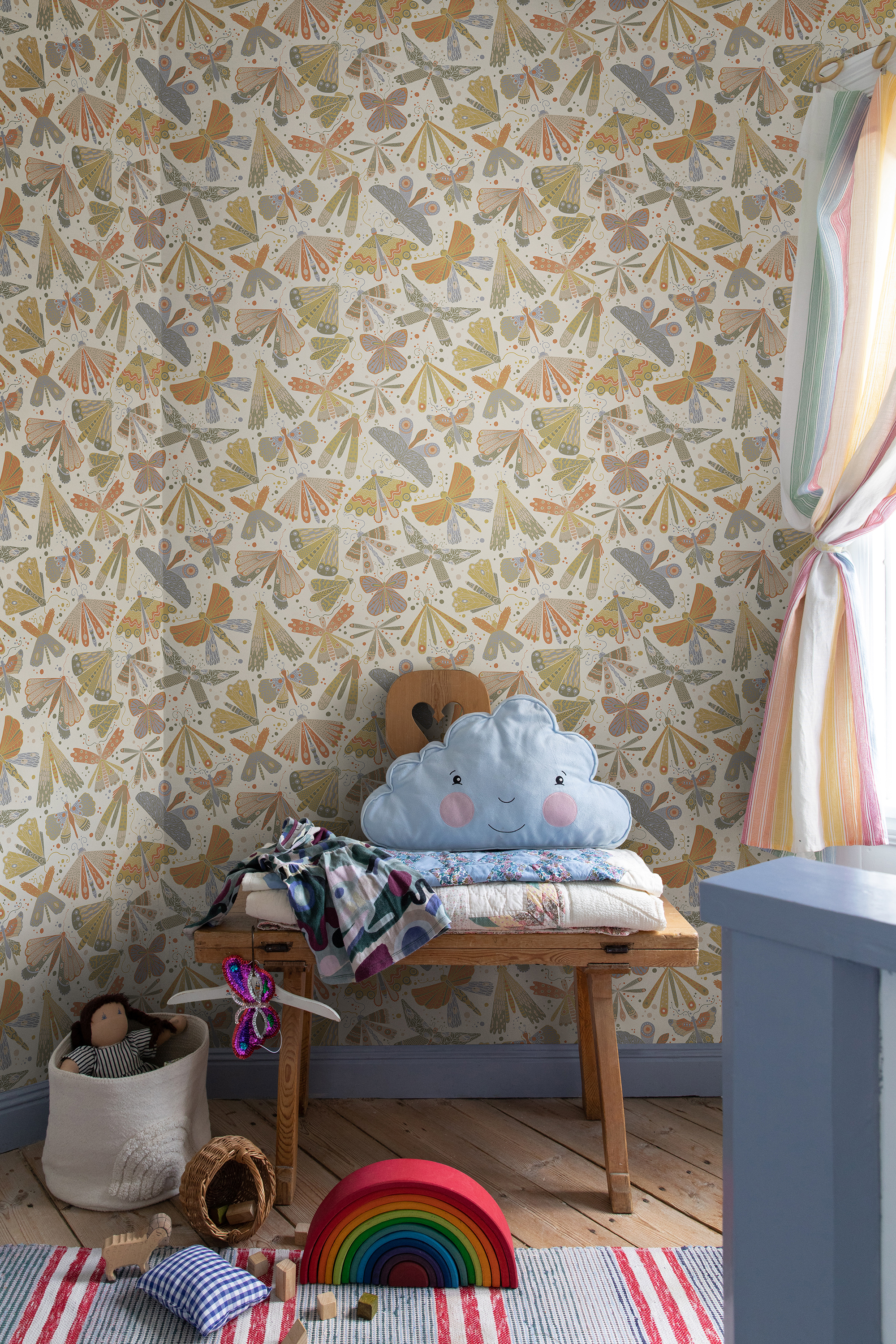 Galerie Wallcoverings Product Code S63024 - Sommarang 2 Wallpaper Collection - Green, orange, blue Colours - Enchanting butterflies and dragonflies Design