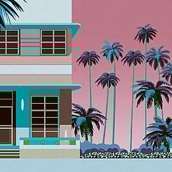 Galerie Wallcoverings Product Code WH45259M - Welcome Home Murals Wallpaper Collection - Blue, Multi-coloured, Pink Colours -  