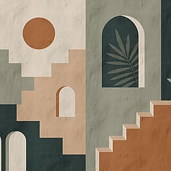 Galerie Wallcoverings Product Code WH45261M - Welcome Home Murals Wallpaper Collection - Blue, Cream, Orange Colours -  