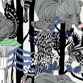 Galerie Wallcoverings Product Code 23340 - Marimekko 5 Wallpaper Collection - Grey Black Blue Pink Green Colours -  