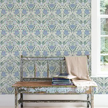 Galerie Wallcoverings Product Code 33008 - Apelviken Wallpaper Collection - Cream Blue Green Grey Colours -  