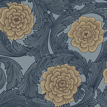 Galerie Wallcoverings Product Code 51010 - Blomstermala Wallpaper Collection - Blue Beige Brown Colours -  
