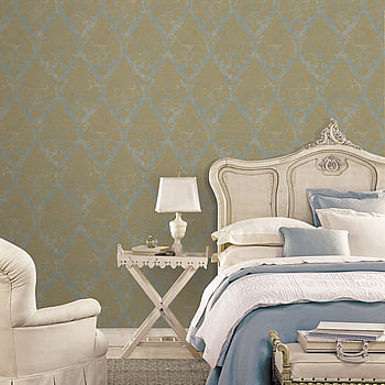 Galerie Wallcoverings Product Code CI38220 - Classic Silks 4 Wallpaper Collection - Blue, Beige, Gold Colours -  