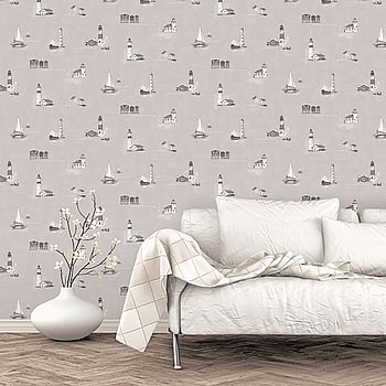 Galerie Wallcoverings Product Code G23314 - Deauville 2 Wallpaper Collection - Taupe Beige White Colours -  