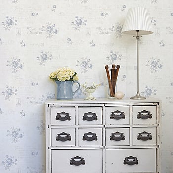 Galerie Wallcoverings Product Code G45081 - Vintage Roses Wallpaper Collection - Blue Cream Colours -  