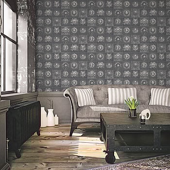 Galerie Wallcoverings Product Code G56228 - Steampunk Wallpaper Collection - Silver Grey Colours -  