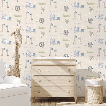 Galerie Wallcoverings Product Code G78378 - Tiny Tots 2 Wallpaper Collection - Beige Safari Green Colours -  