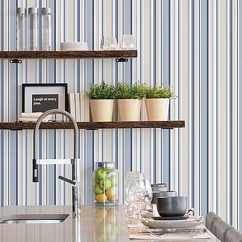 Galerie Wallcoverings Product Code SY33963 - Simply Stripes 3 Wallpaper Collection - Navy Blue Beige Colours -  